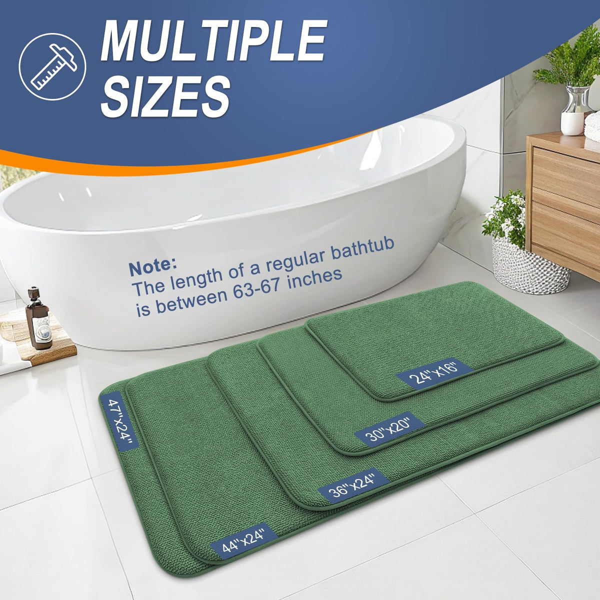 Memory Foam Small Bathroom Rugs 24x16