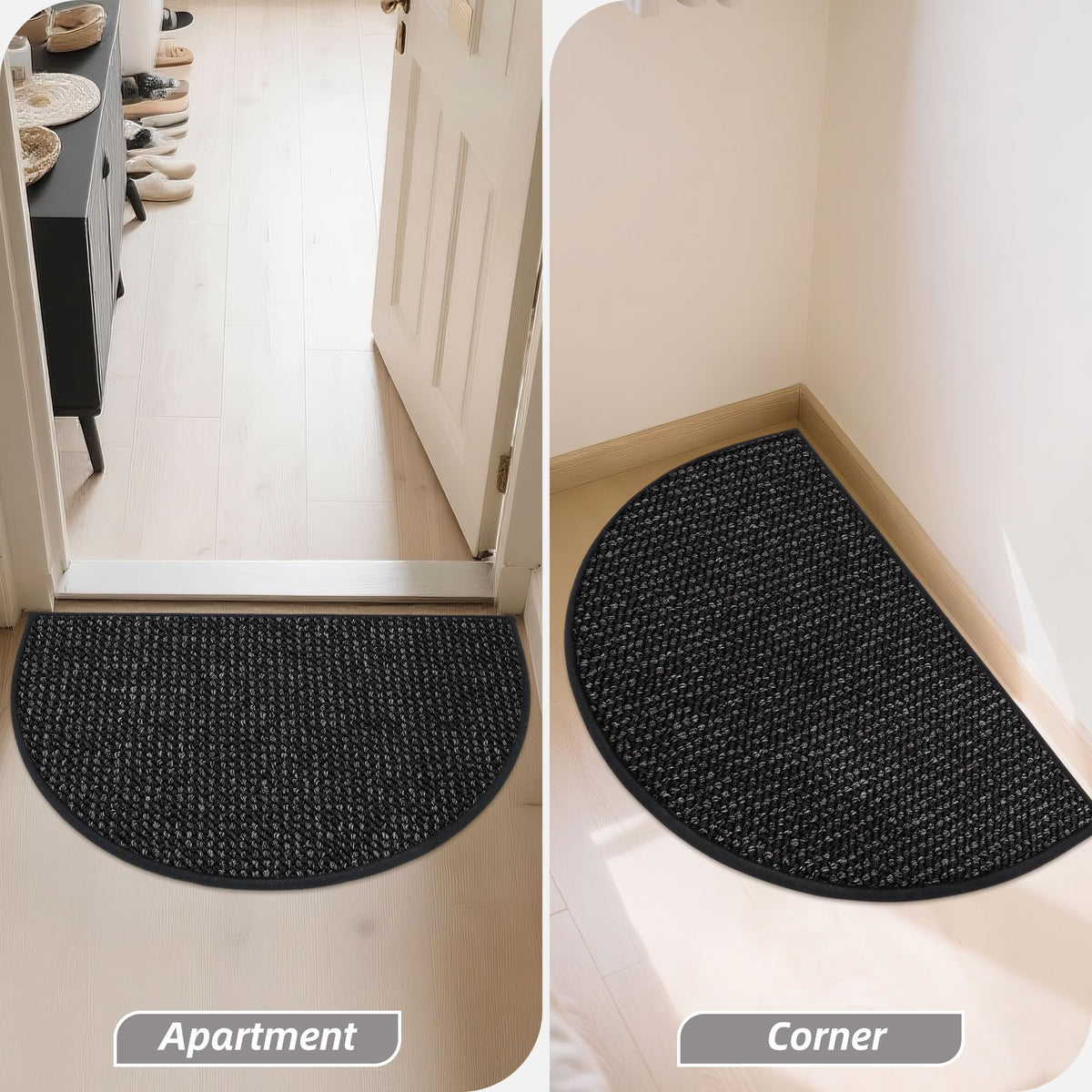 Dirt Trapper Door Mat 17" x 30" Half Circle Non Slip Rugs (2.125 Sq Ft)