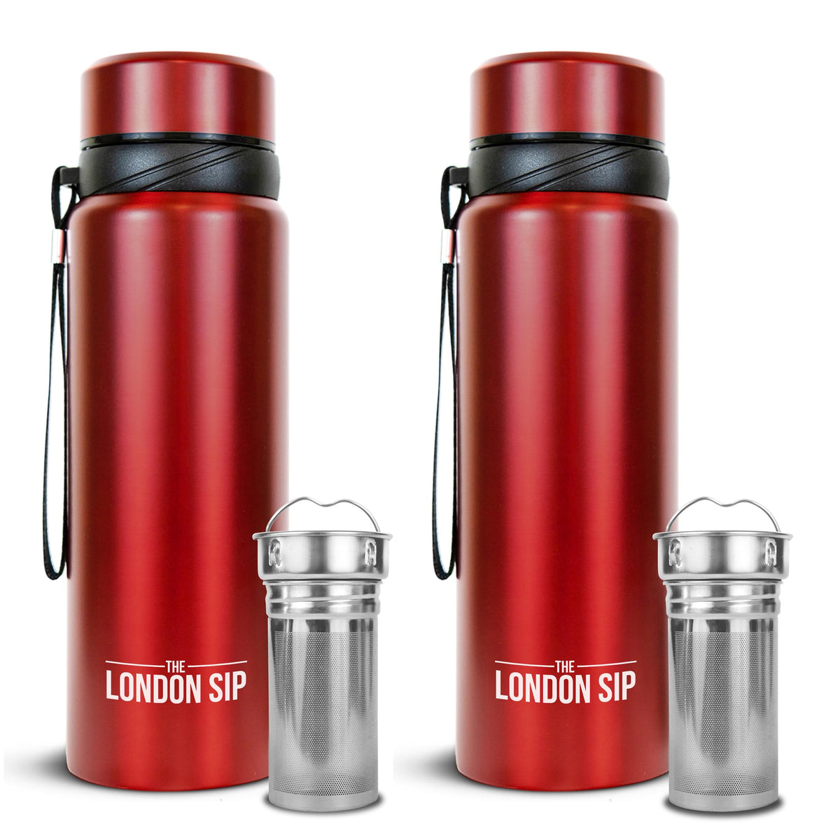 25 oz Multi Function Travel Mug and Tumbler Tea Infuser Water Bottle Fruit Infused Flask Hot and Cold Double Wall Stainless Steel Coffee Thermos (2 Count)