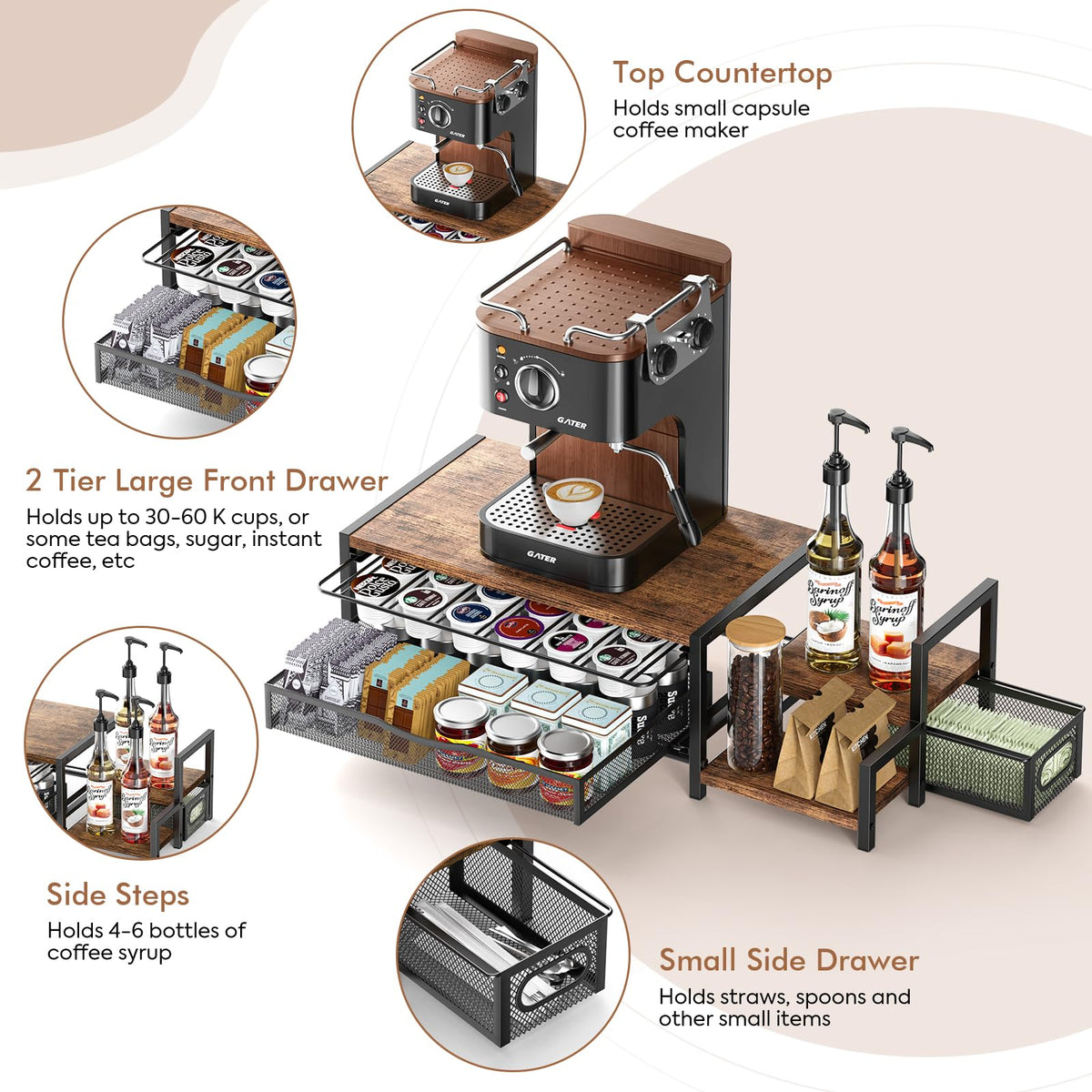 Coffee Bar Organizer for Countertop