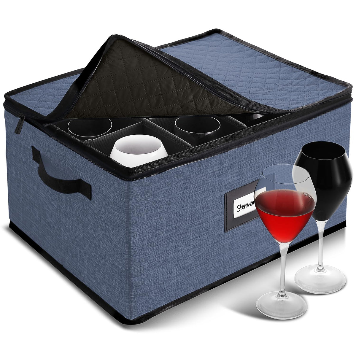 Wine Glass Storage Box with Dividers