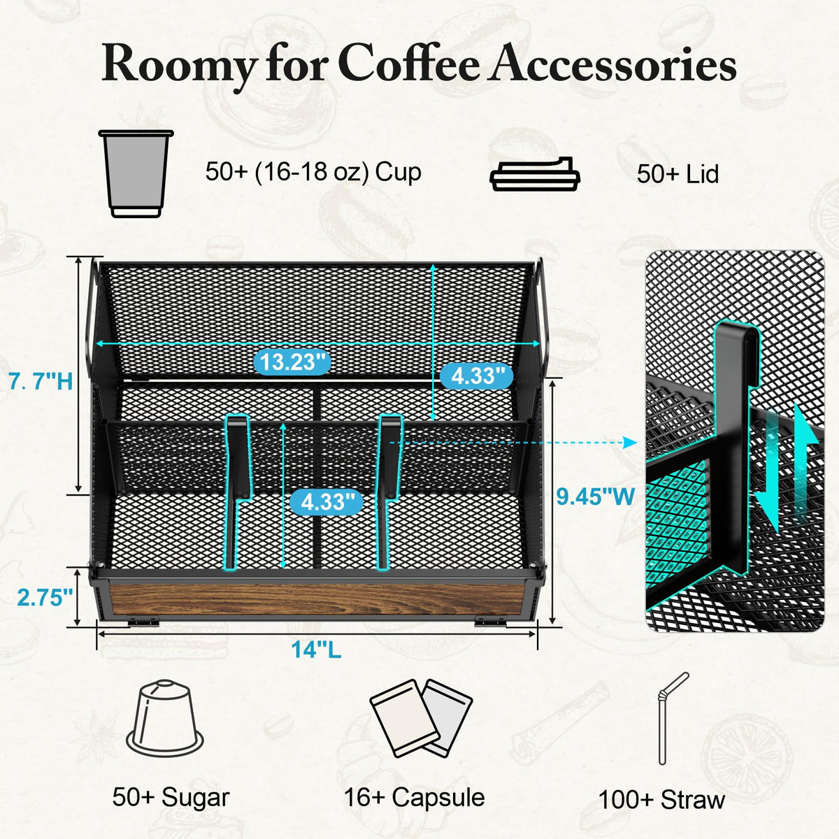 Countertop Coffee Station Organizer