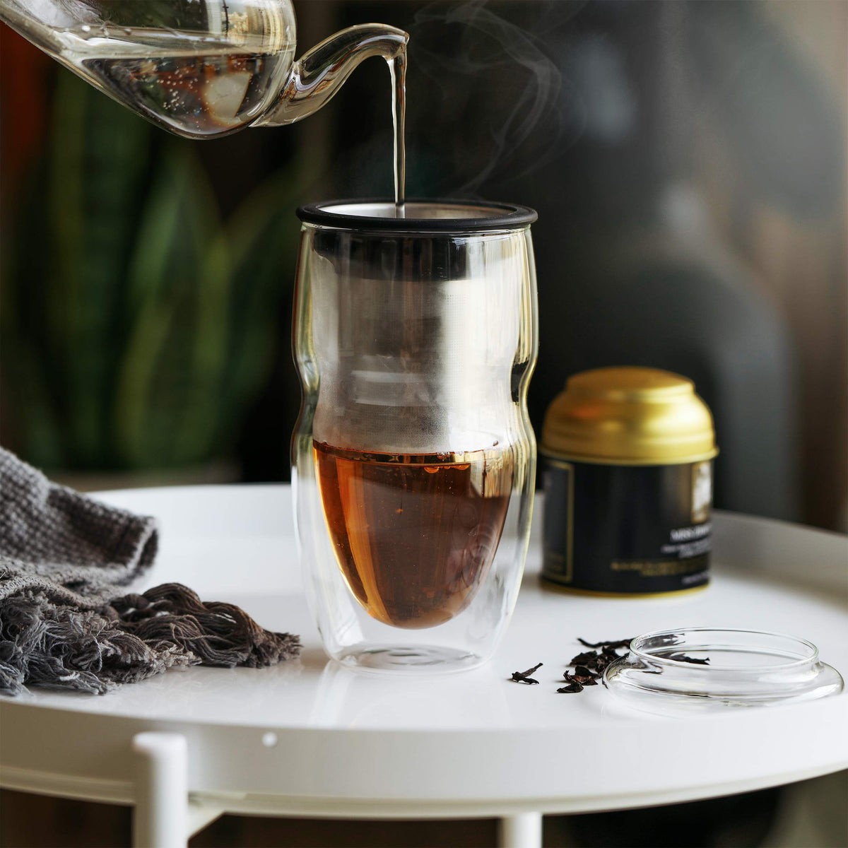 BTaT Double Wall Glass Tea Cup With Stainless Steel Infuser and Lid (2 Count)