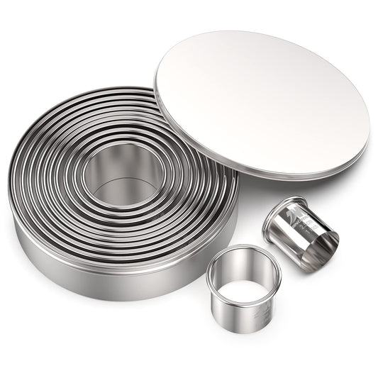 Round Cookie Biscuit Cutter Set 12 Pieces Graduated Circle Pastry Cutters 18