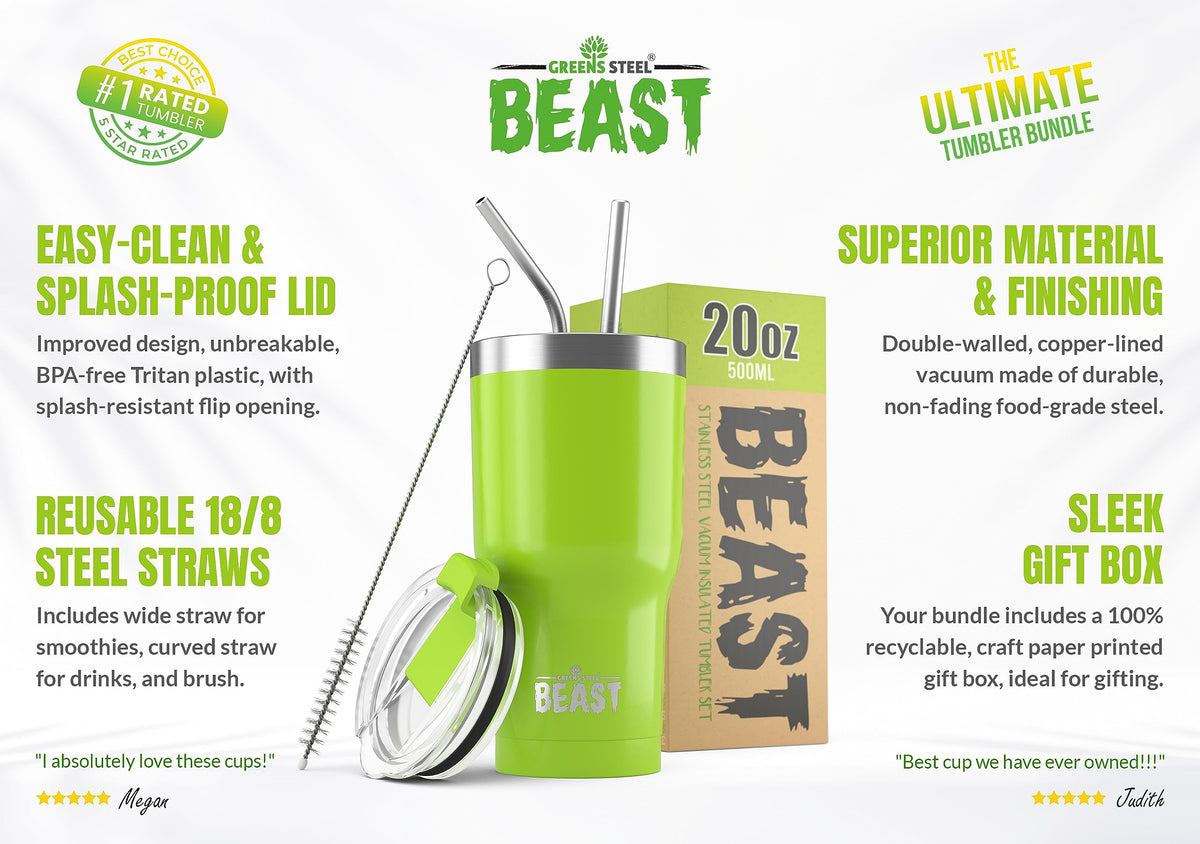 Beast 20 oz Tumbler Stainless Steel Vacuum Insulated Coffee Ice Cup Double Wall Travel Flask