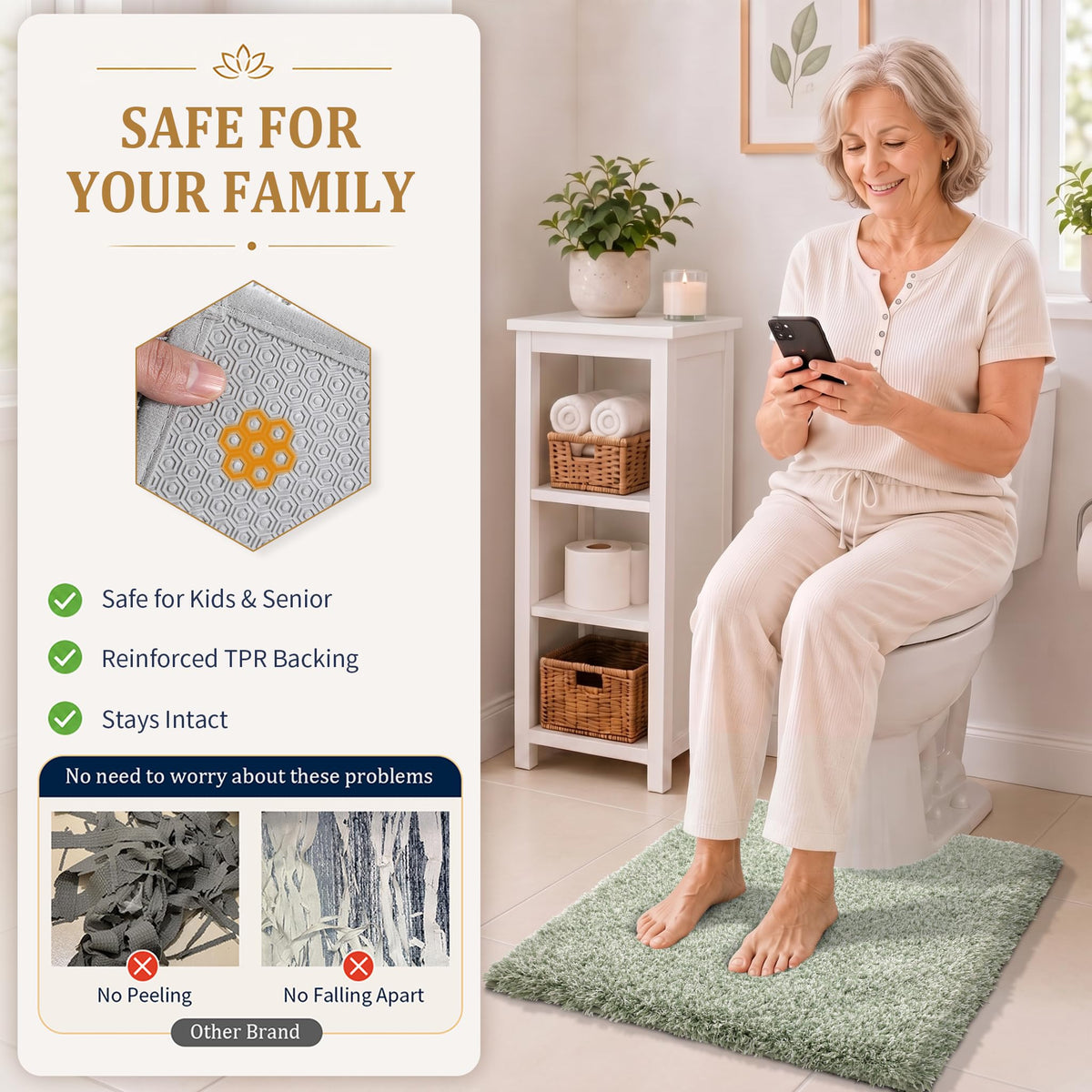 Toilet Rugs U Shaped Washable 24X20