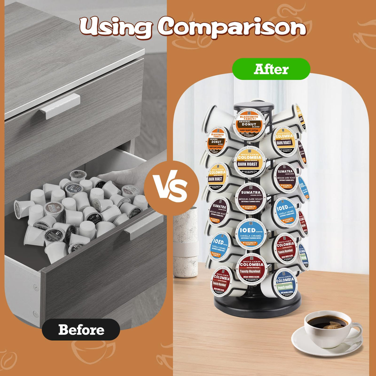 K Cup Holder Coffee Pods Holder Storage Organizer Stand 40 Pods Capacity
