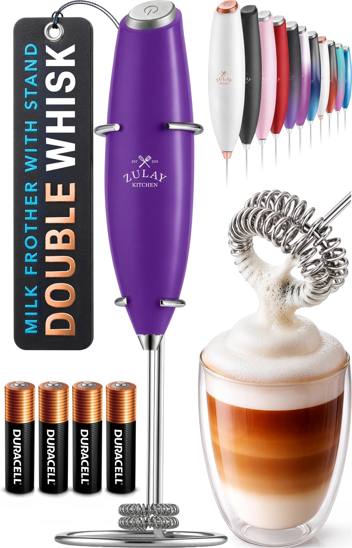 Powerful Milk Frother Wand With Duracell Batteries