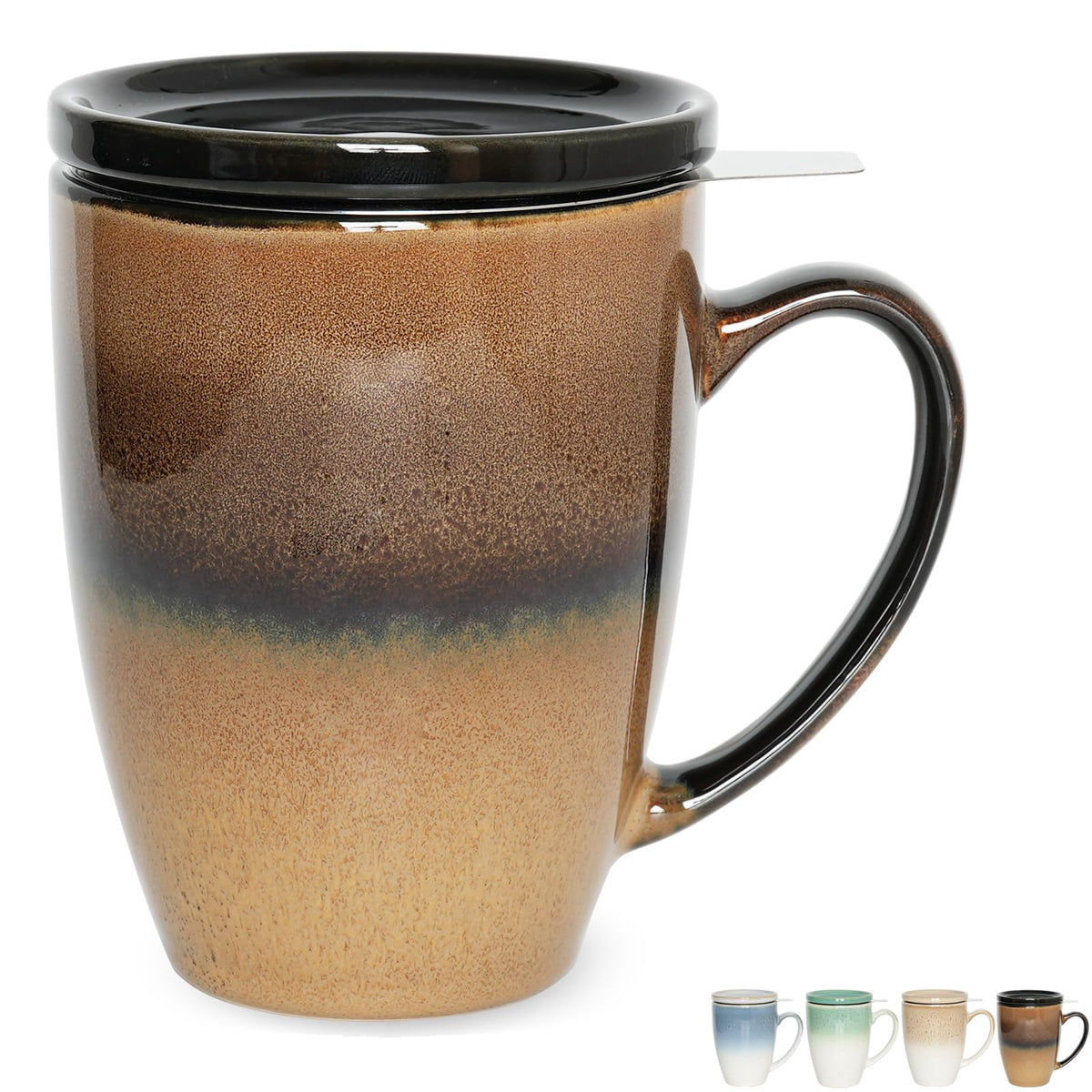 Ceramic Tea Cup with Infuser and Lid