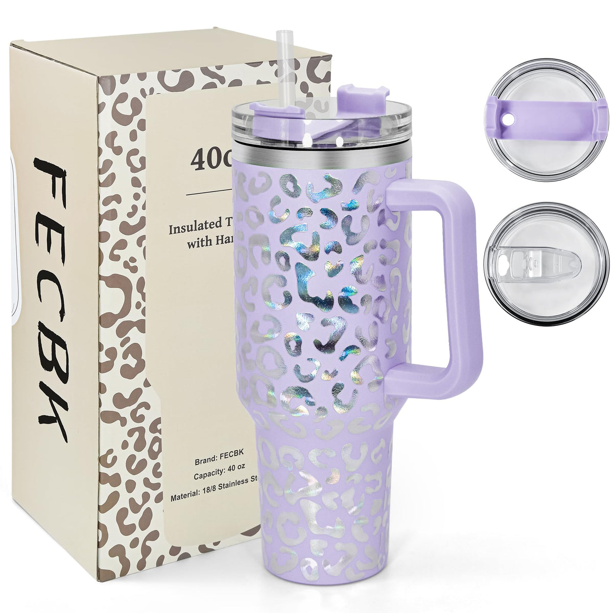 40 oz Tumbler with Handle and Straw