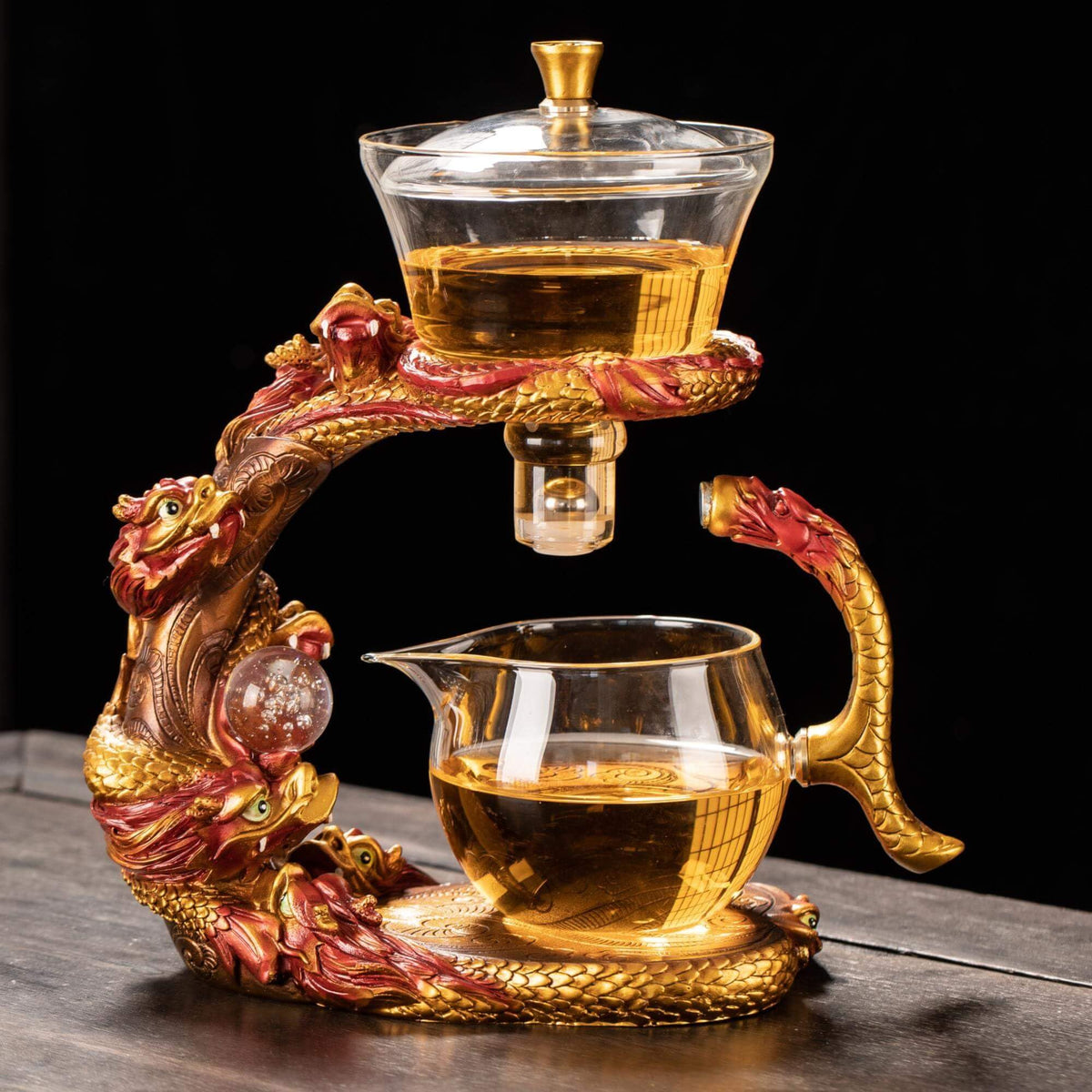Glass Teapot Set with Infuser Semi Automatic Dragon Tea Set