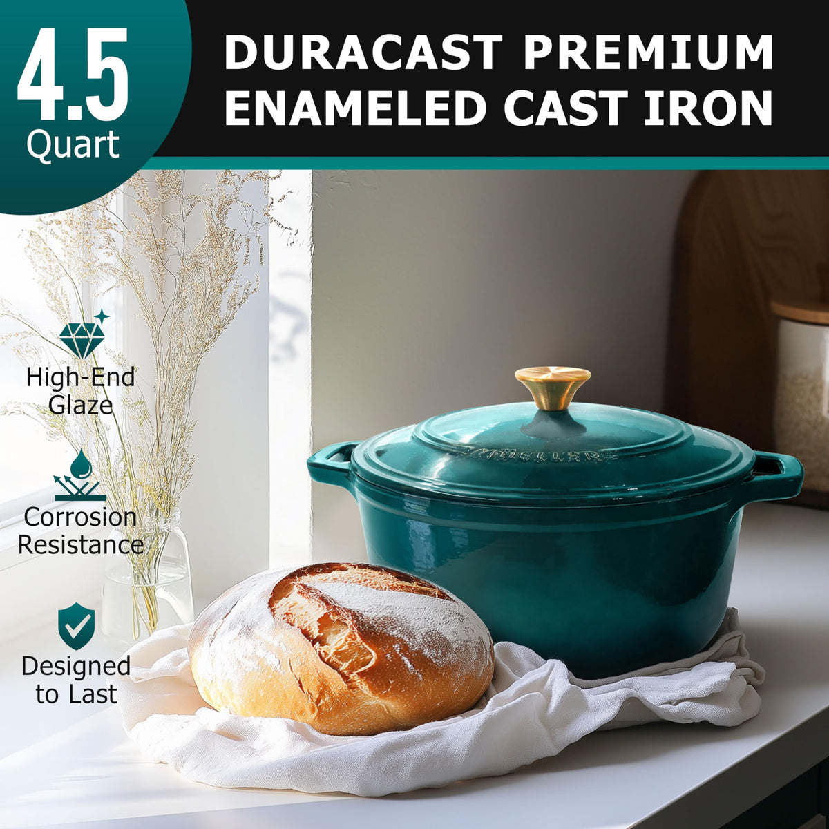 4.5 QT Enameled Cast Iron Dutch Oven