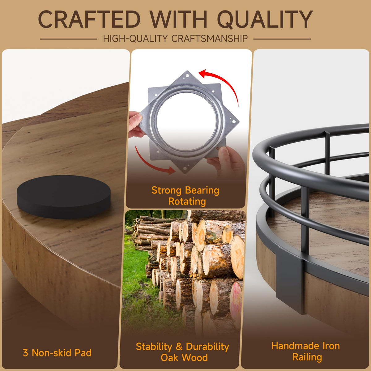 10 Inch Farmhouse Oak Lazy Susan Cabinet Organizer