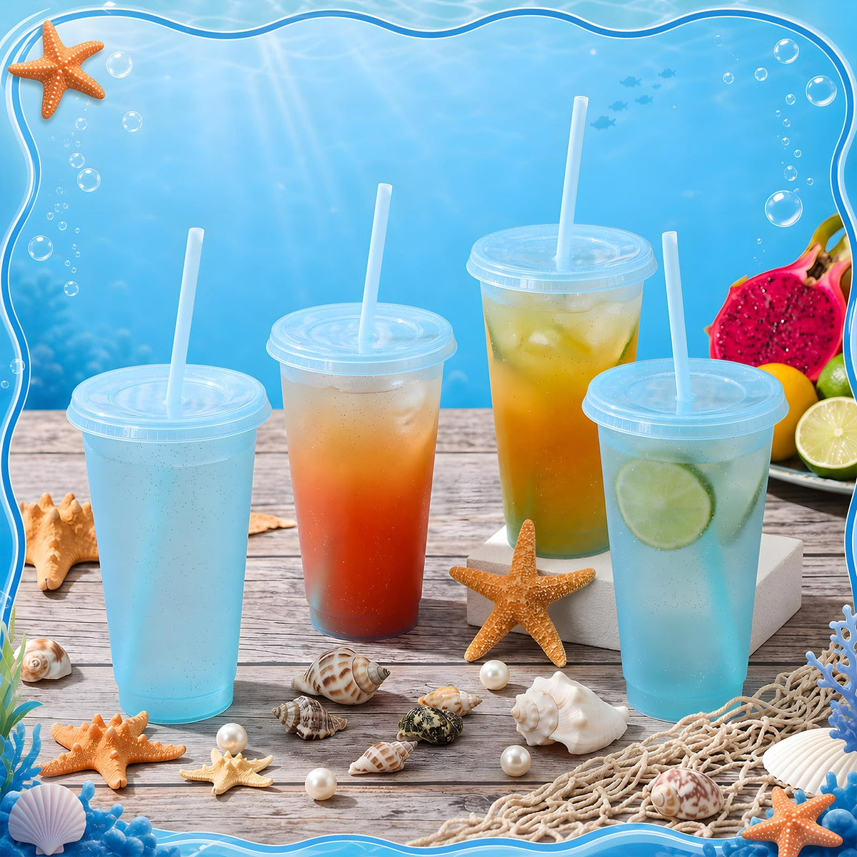 60 Pack Tumbler with Straw and Lid Bulk Cups for Gifts Glitter Plastic Coffee Cups 24 (60 Count)