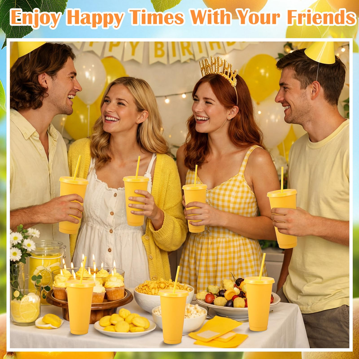 30 Pack Plastic Cups with Lids Straws (30 Count)