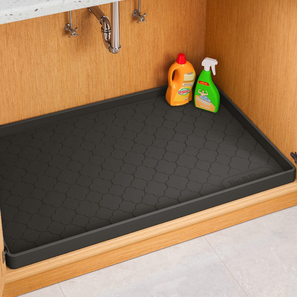 Under Sink Mat 34" x 22" Waterproof Silicone Cabinet Kitchen Liner