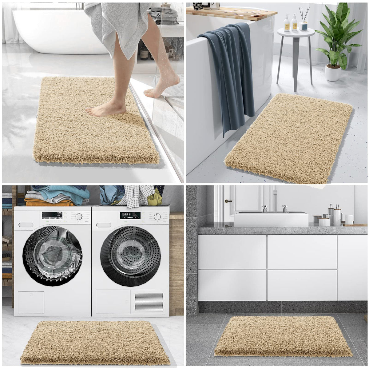 Plush Thick and Soft Cut Pile Bathroom Mats