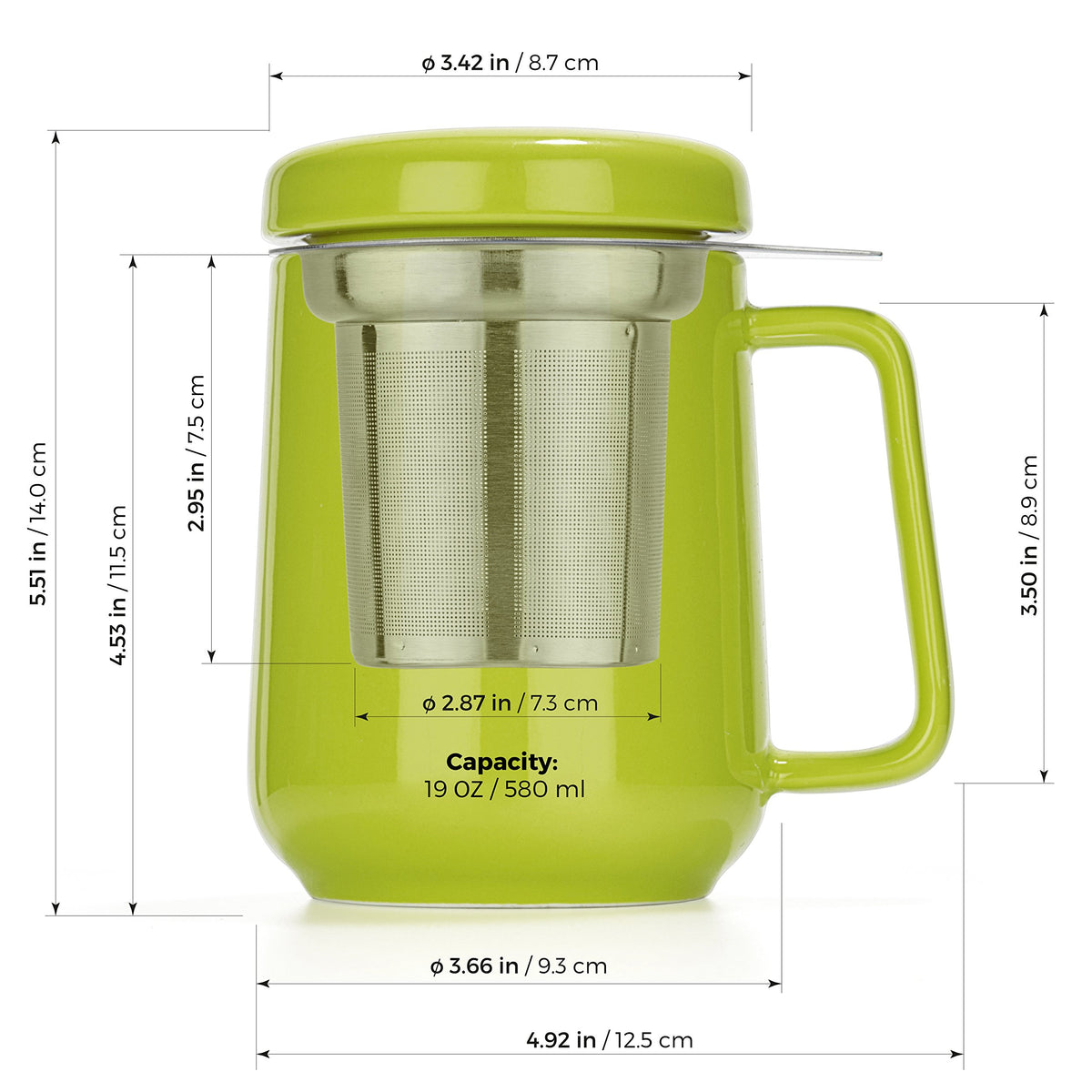 Peak Ceramic Lime Tea Cup Infuser