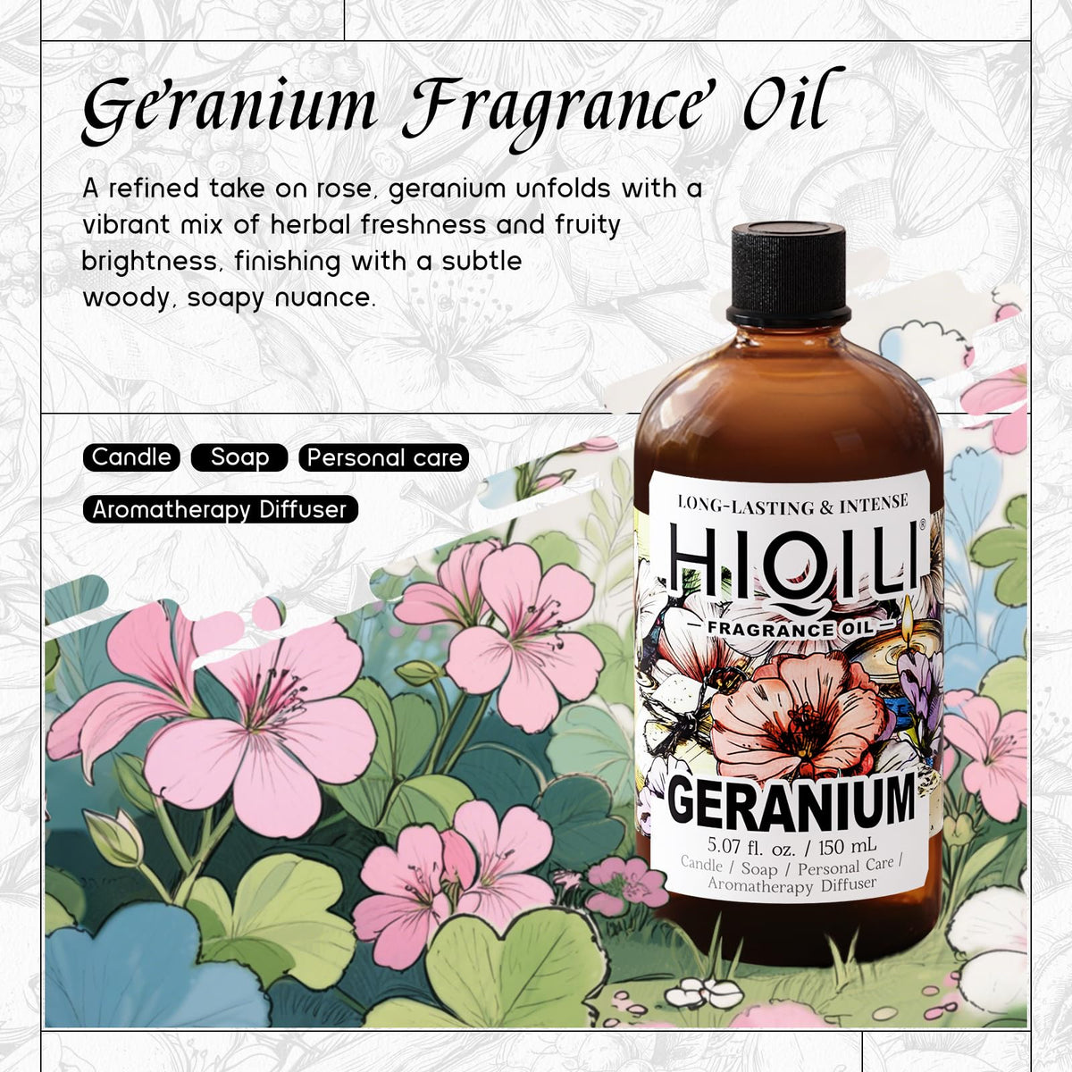 Geranium Fragrance Oil for Diffuser & Soap Making (5.07 Fl Oz)