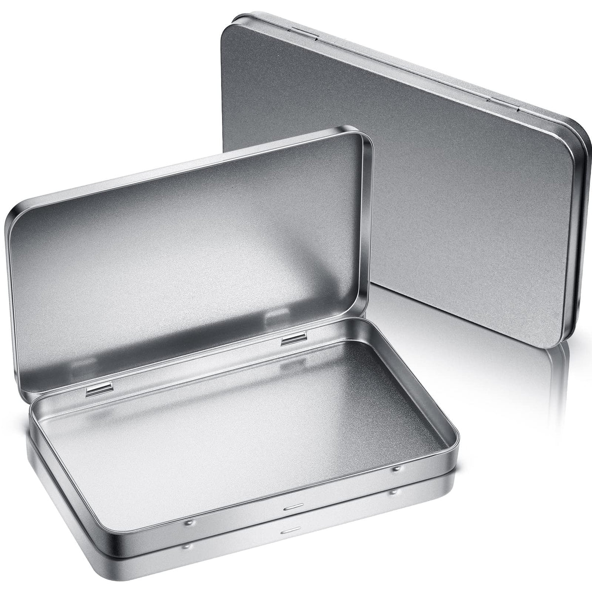 4 Pack Metal Tin Boxes with Hinged Lids (4 Count)