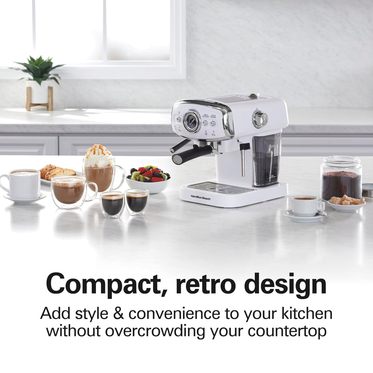 Slide & Lock Espresso Machine With Milk Frother Steam Wand For Cappuccino & Latte
