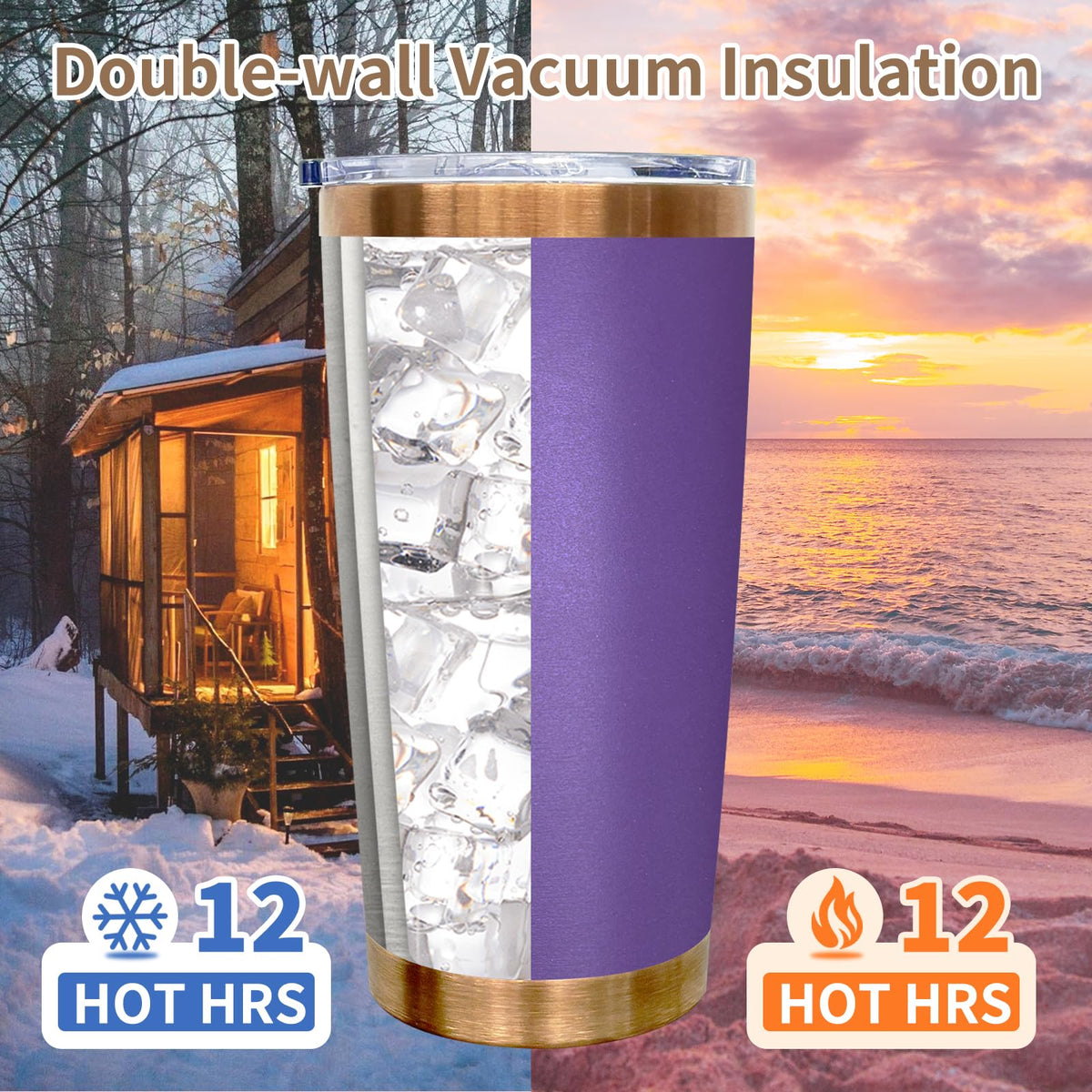 20 oz Insulated Tumbler With Lid and Straw Purple