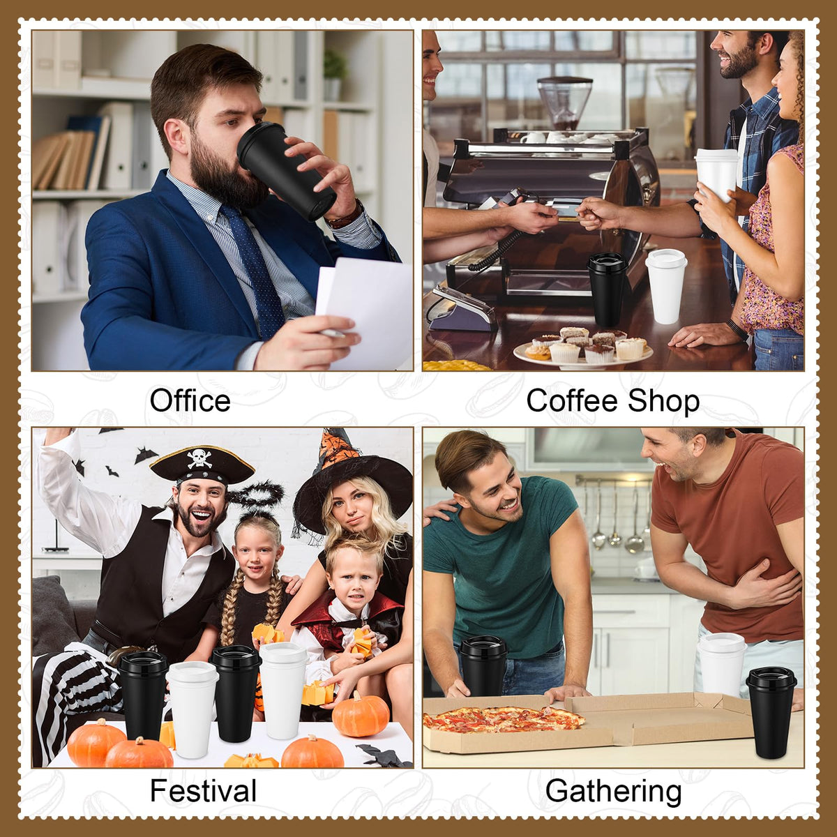 45 Pack 16 oz Reusable Coffee Cups with Lids Water Bottle Iced Coffee Travel Mug Reusable Portable Plastic Tea Tumblers Bulk for Hot and Cold Drinks Birthdays Party (45 Count)
