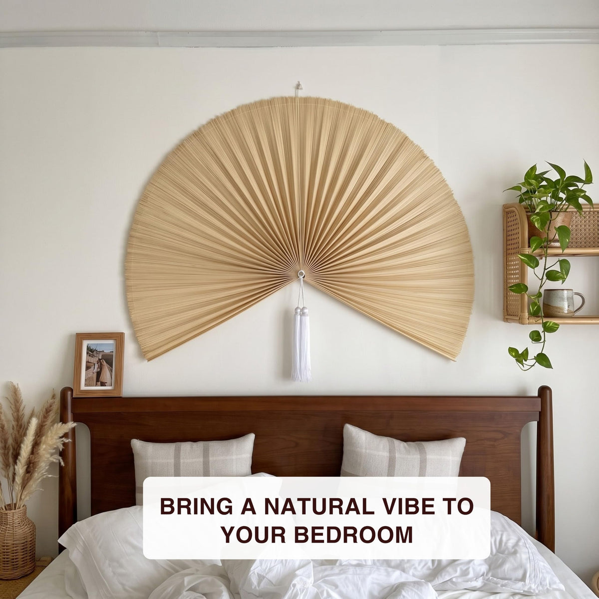 Beige Bamboo Wall Fan