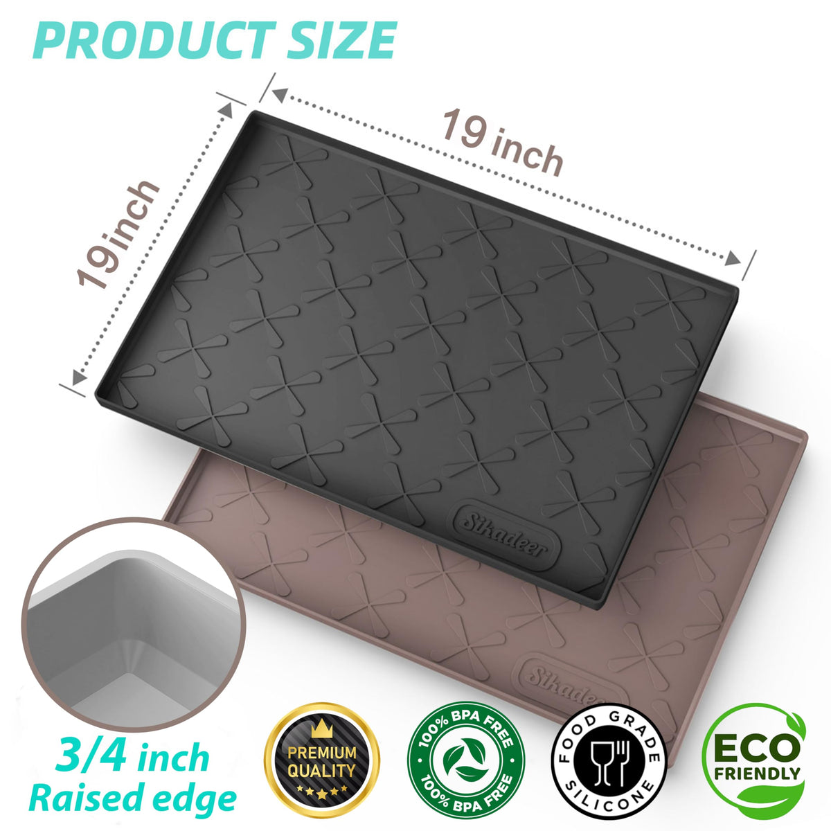 Waterproof Under Sink Mat 19" x 19" Silicone Mat Cabinet Protector
