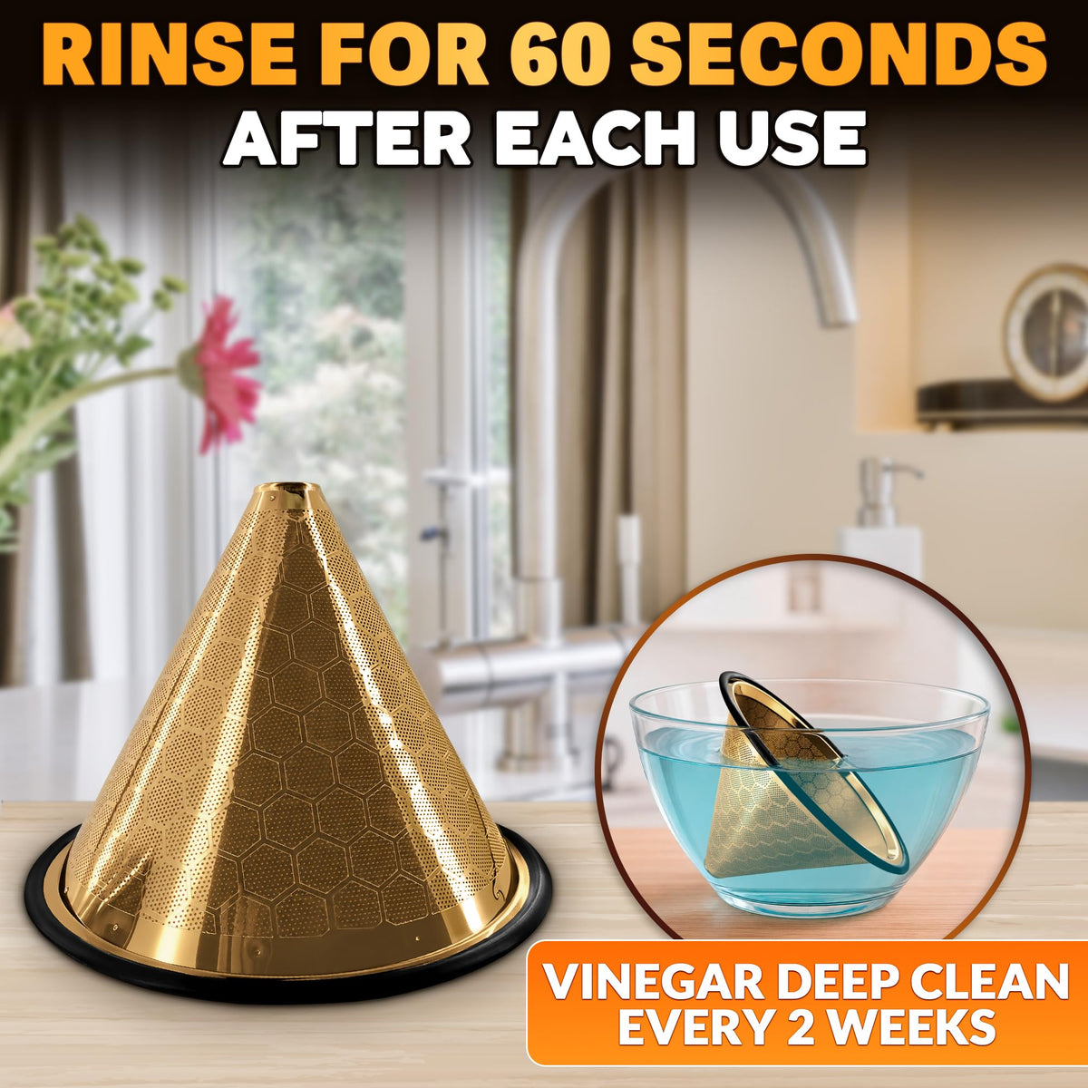 Pour Over Coffee Filter Reusable Stainless Steel (2 Count)