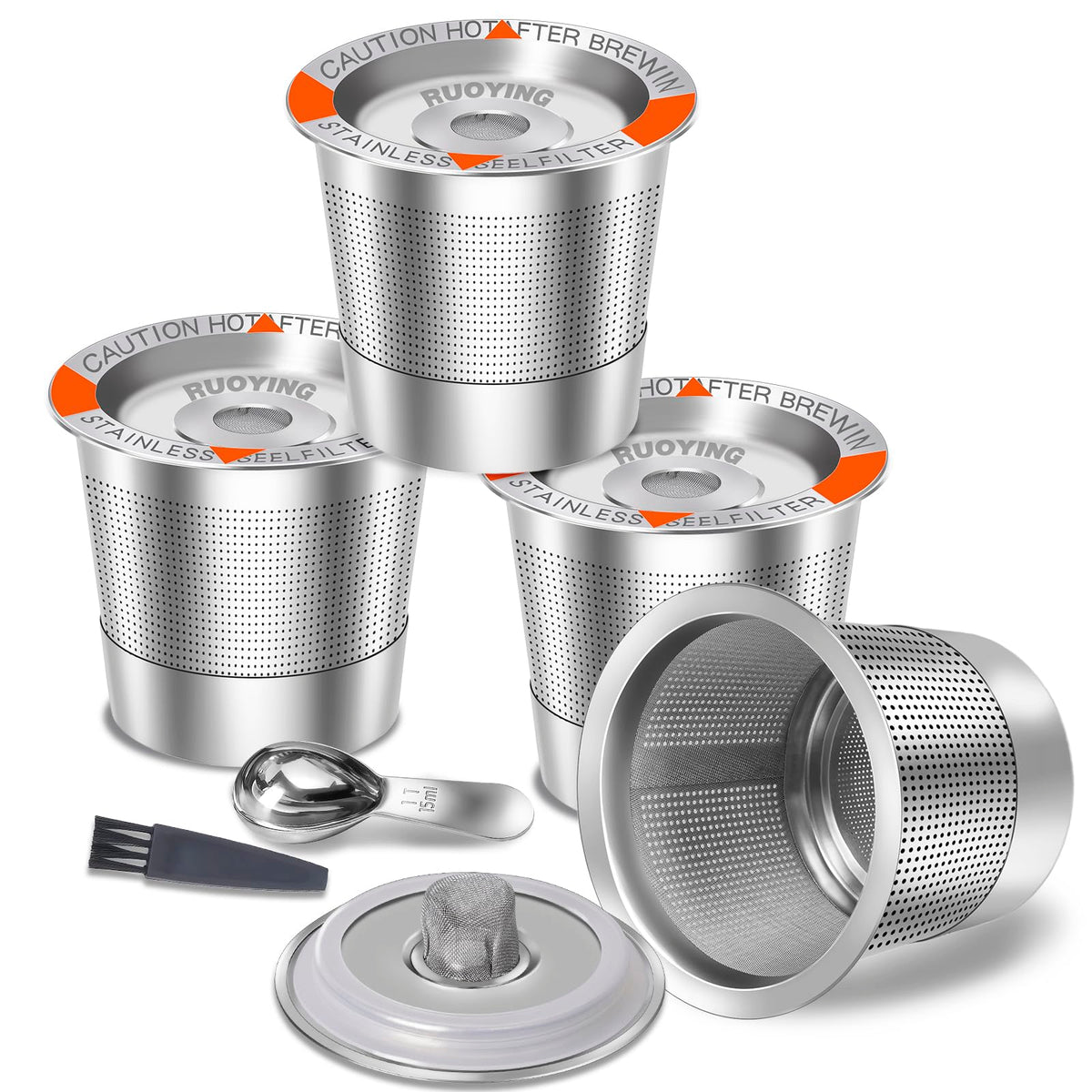 Double Layer SUS304 Reusable K Cup Filter (4 Count)