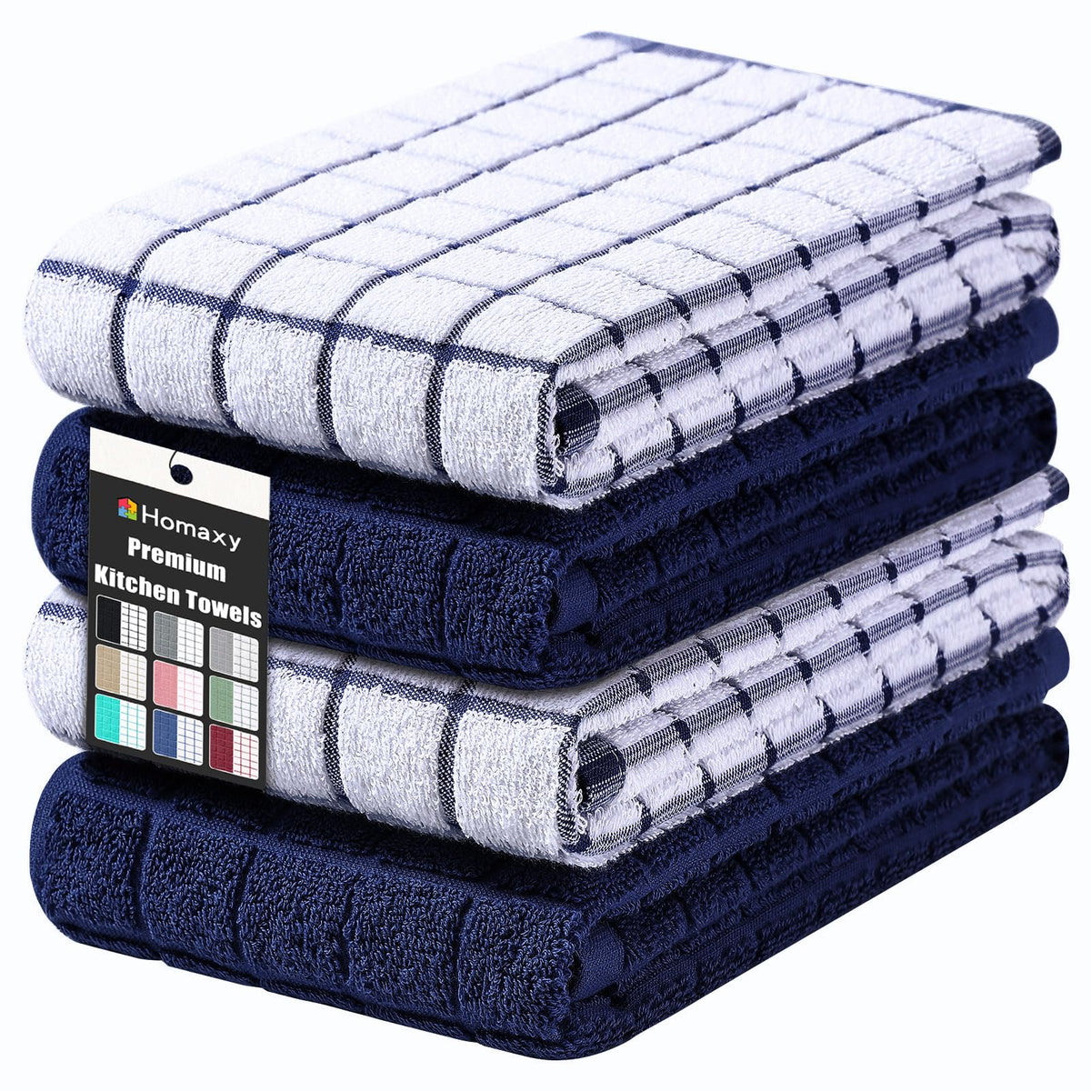 Large Premium Cotton Kitchen Towels 16"x 28" (4 Count)