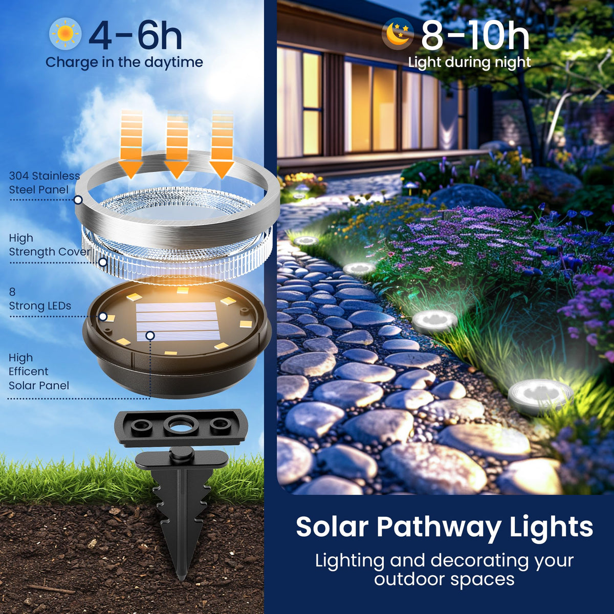 10 Pack Solar Ground Lights Outdoor (10 Count)