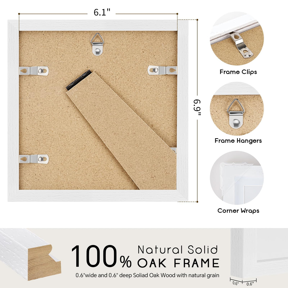 6x6 Solid Oak Wood Picture Frame