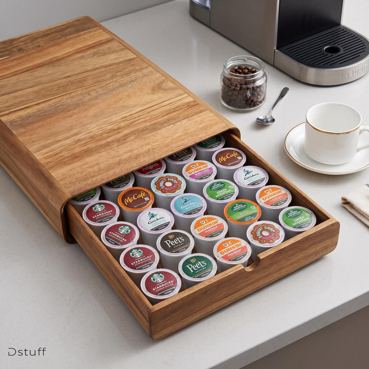 Premium Acacia Wood Coffee Pod Holder
