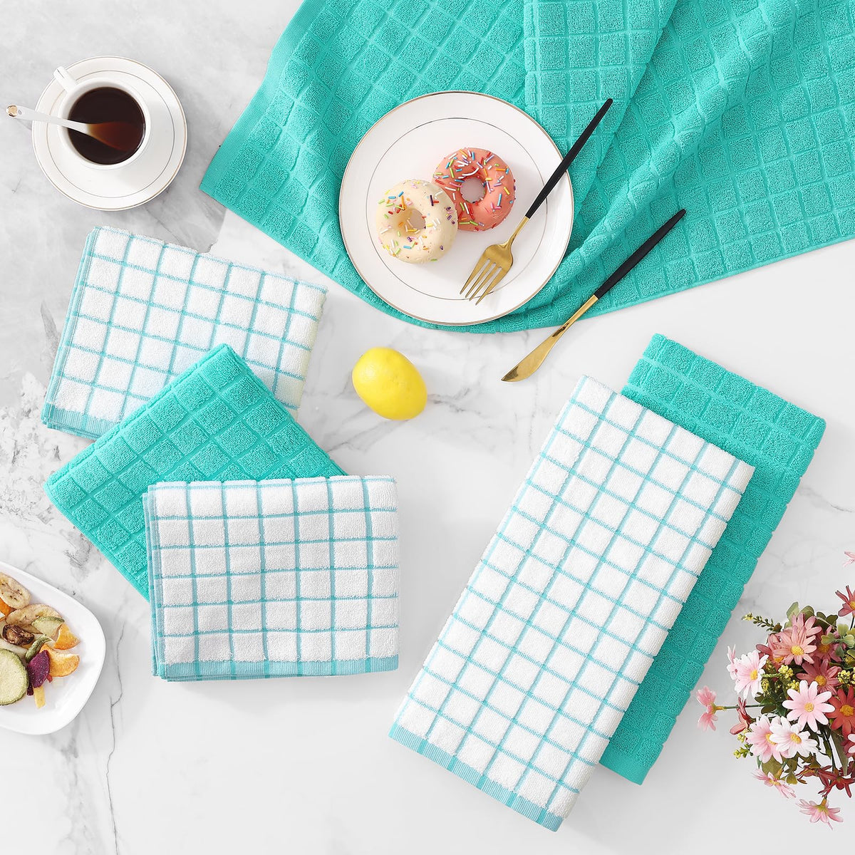 Large Premium Cotton Kitchen Towels 16"x 28" (4 Count)