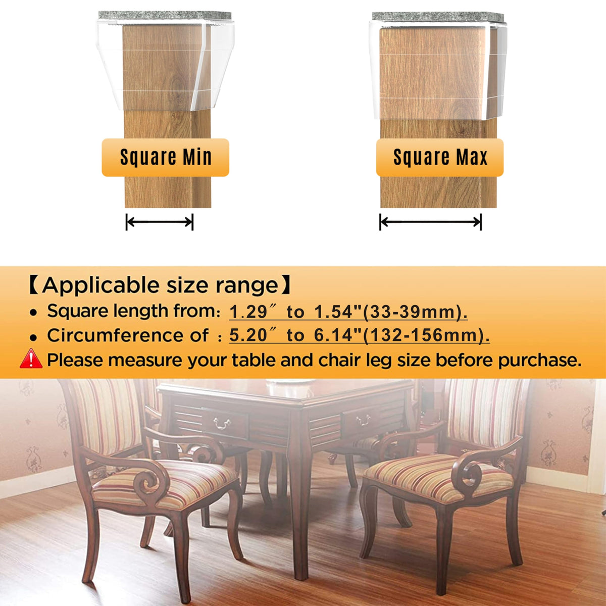 Square Chair Leg Protectors for Hardwood Floors (16 Count)