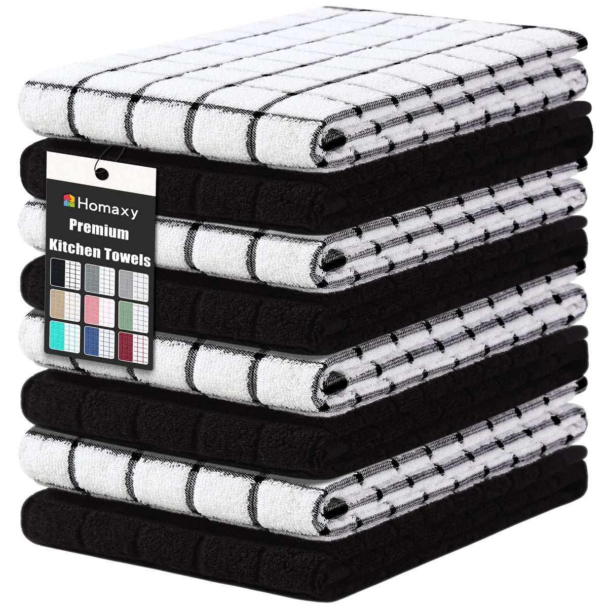 Large Premium Cotton Kitchen Towels 16"x 28" (8 Count)