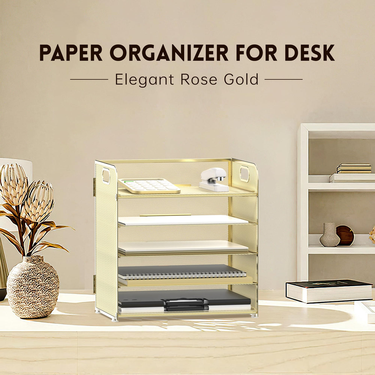5 Trays Paper Organizer Letter Tray with Handle