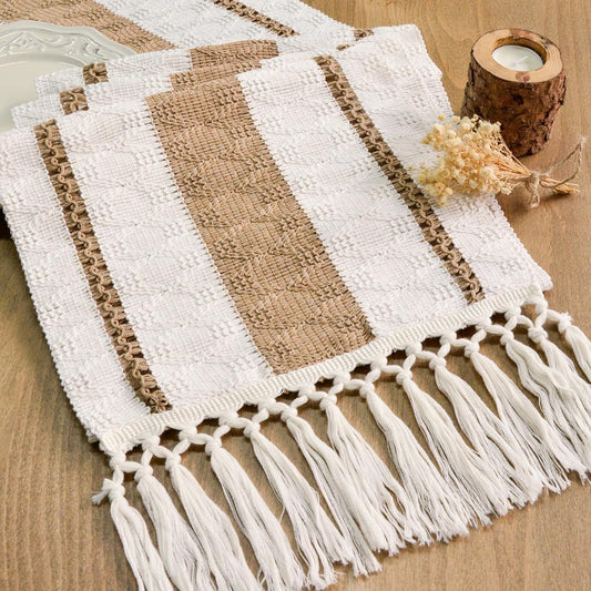 Boho Table Runner with Tassels 12x90 Inch for Fall Home Decor (7.5 Sq Ft)