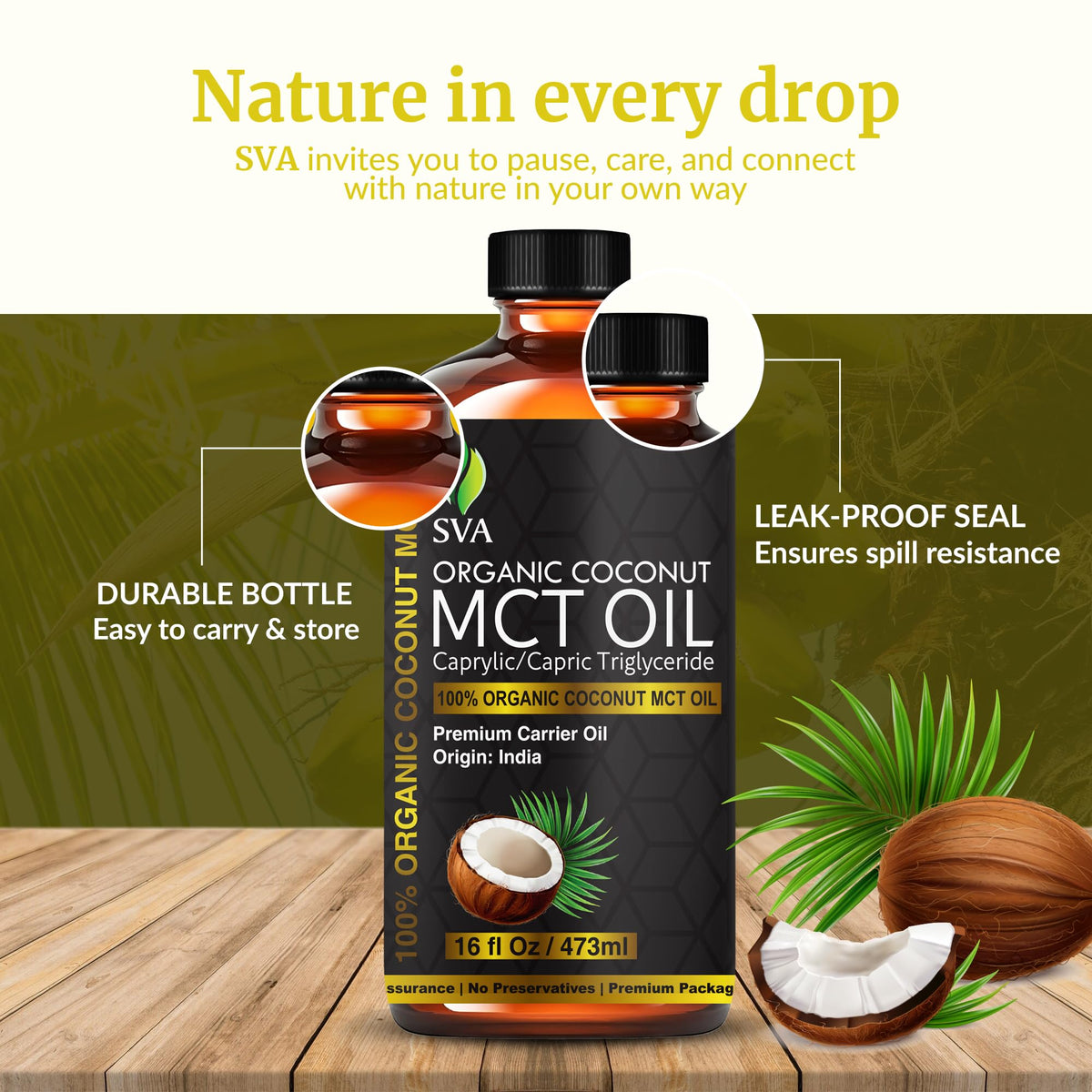 SVA Organic MCT Carrier Oil (16 Fl Oz)
