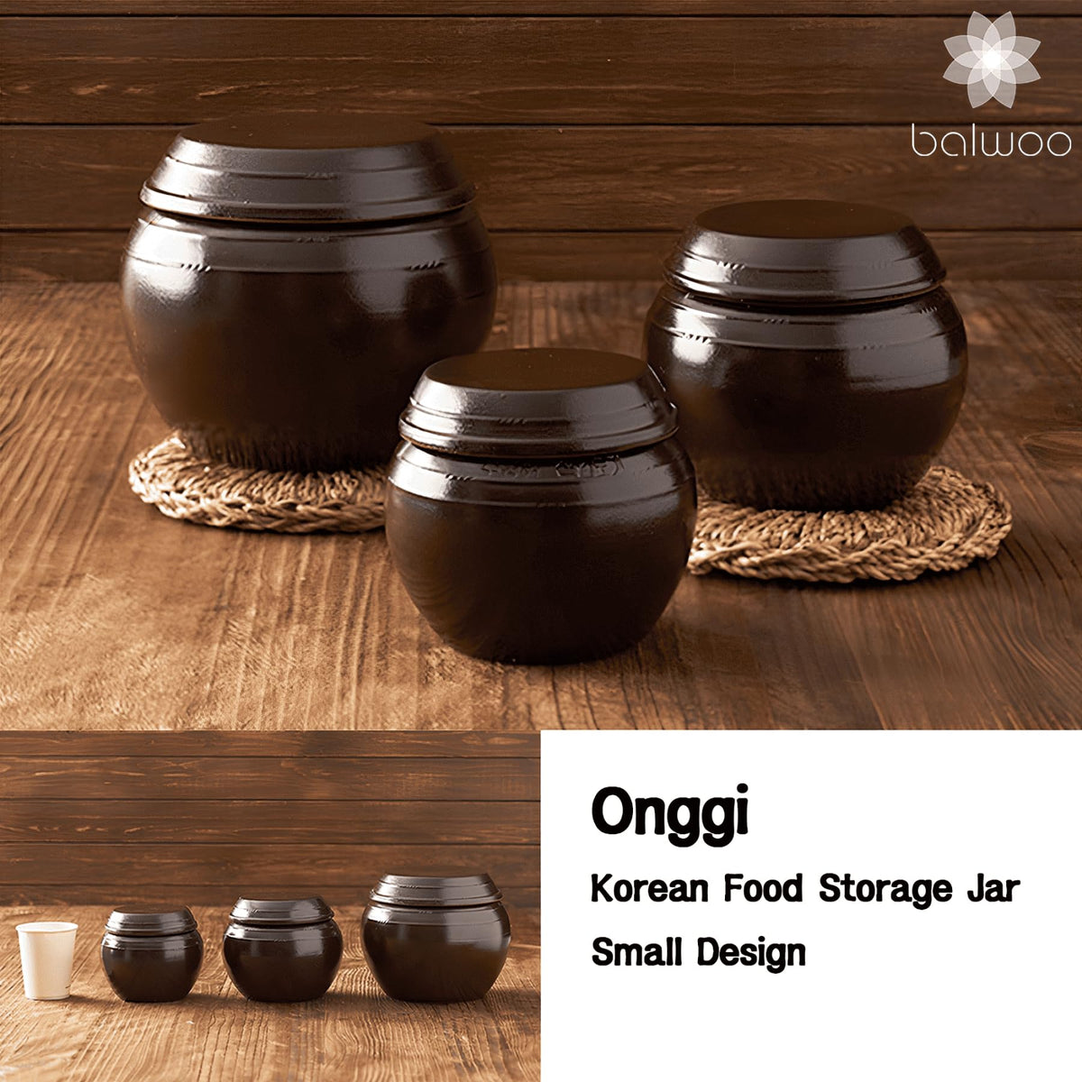 Earthenware Onggi Korean Traditional Clay Jar Mini Ceramic Canister