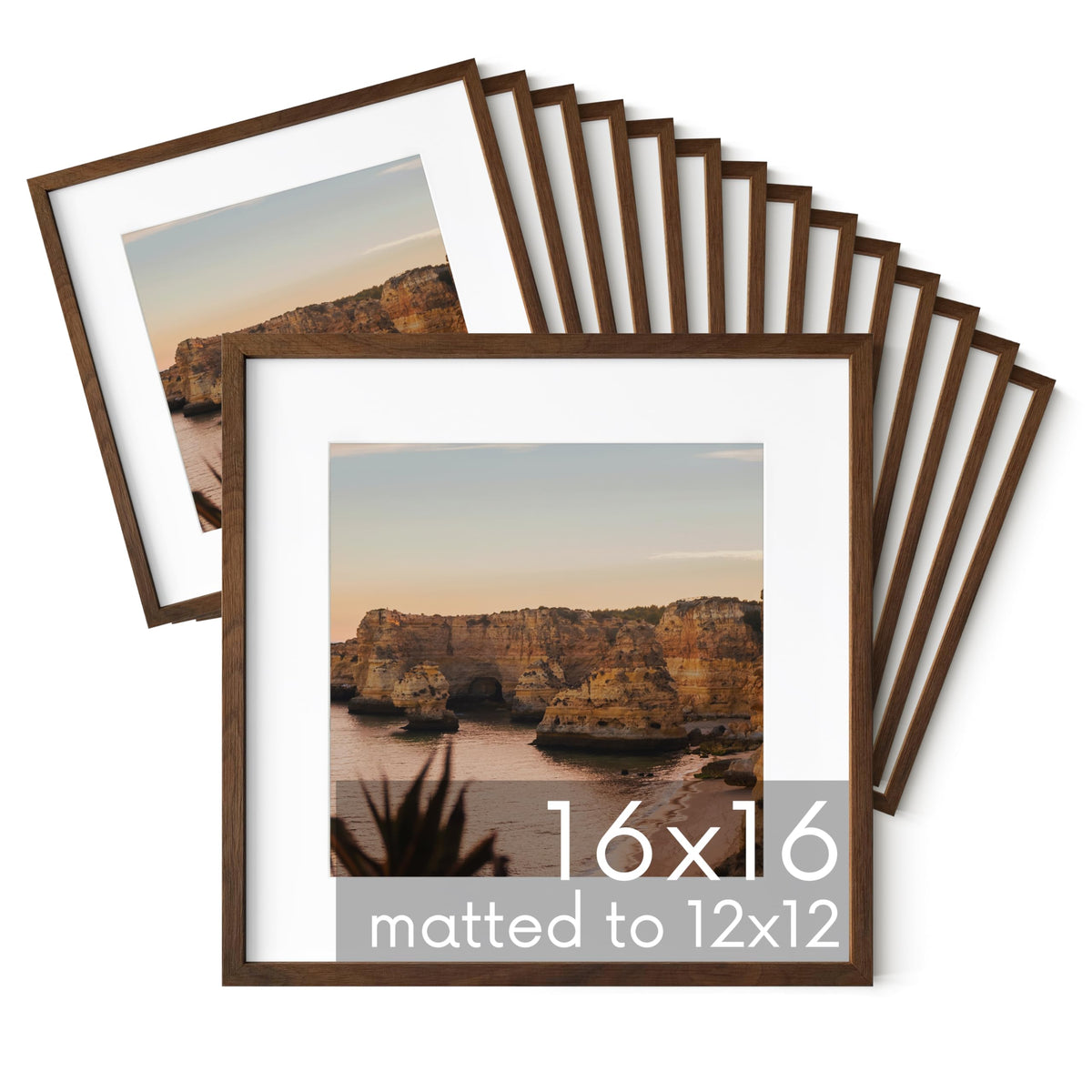 Walnut Oak Wood 16x16 Picture Frames