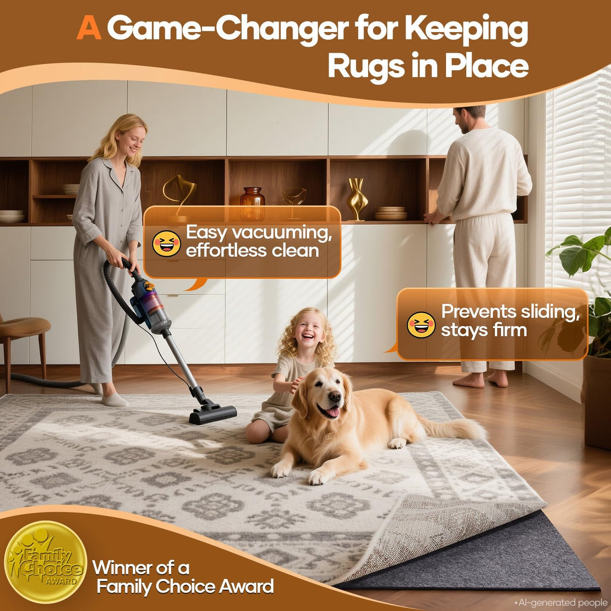Non Slip Cushioned Rug Pad Gripper (80 Sq Ft)