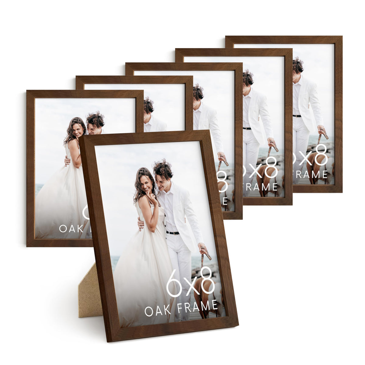 6x8 Walnut Oak Wooden Picture Frame (6 Count)