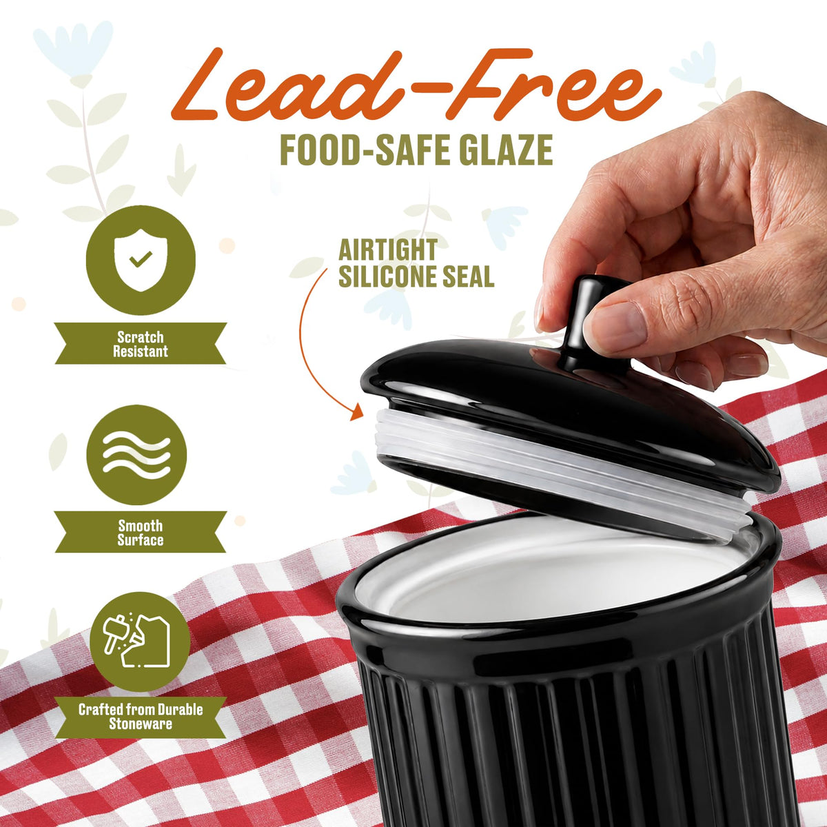 Simsbury Black Stoneware Canister
