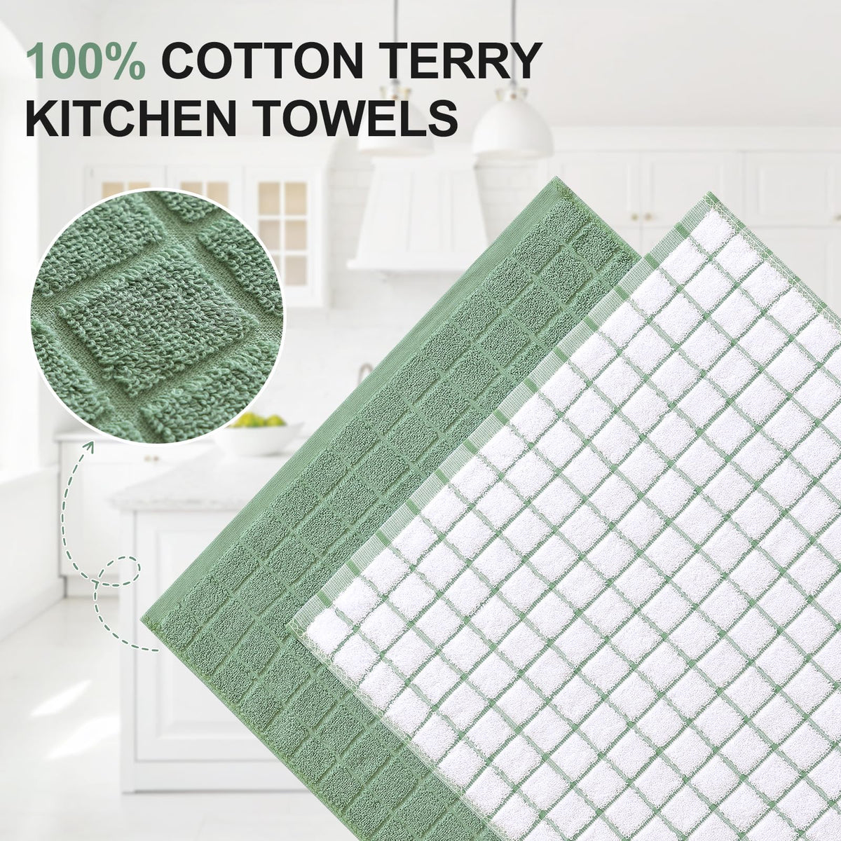Large Premium Cotton Kitchen Towels 16"x 28" (6 Count)