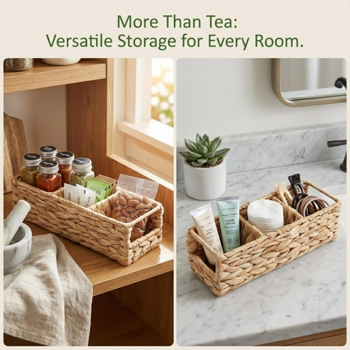 Triluxe Wicker Tea Bag Organizer