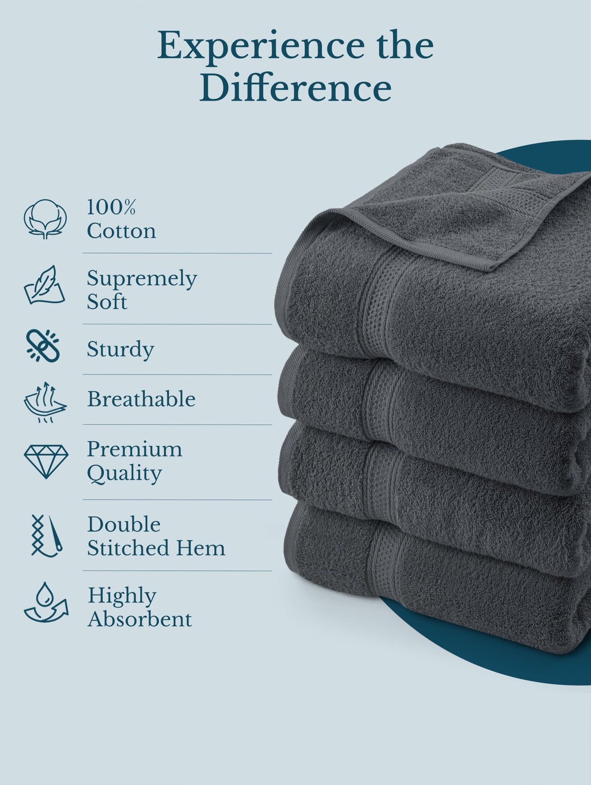 4 Pack Premium Bath Towels (4 Count)