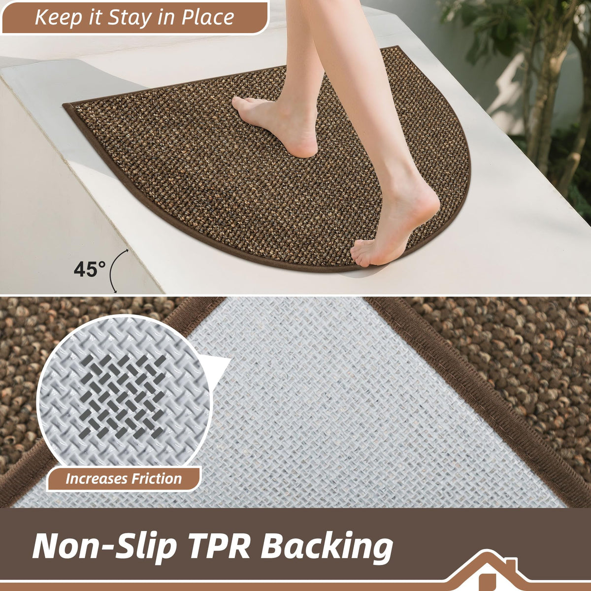 Dirt Trapper Door Mat 26" x 40" Half Circle Non Slip Rugs